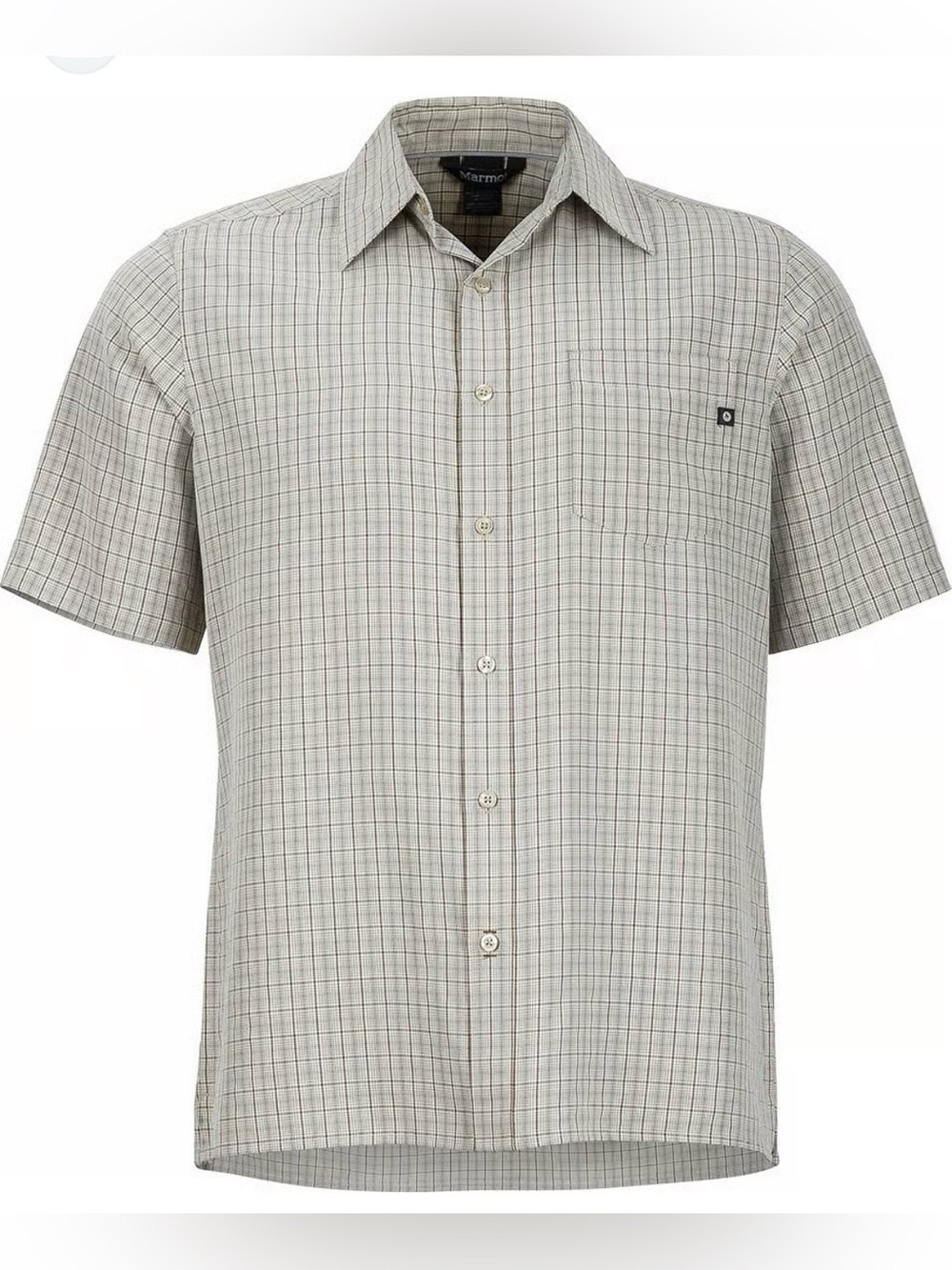 Marmot Men's Short-Sleeve Plaid Button-Down Shirt in Light Gray